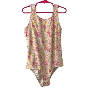 3/$15  x Forever 21 girls ONE PIECE floral hibiscus print bathing suit size 9/10
